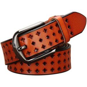 Leather Belts for Women, Soft Leather Women's Belts with Pin Buckle